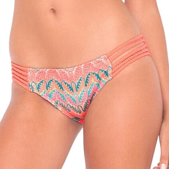 Luli Fama NWT Pink Fuego Divino Multi String Bikini Bottom Size L - Picture 1 of 6